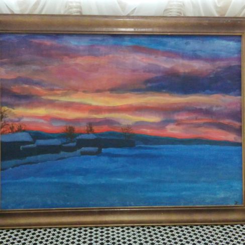 Картина Томилова "Закат солнца "Гавань""